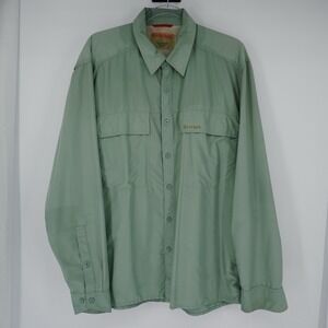 Simms Shirt Mens Guide Series Fishing Button Up Long Sleeve Light Green outdoor